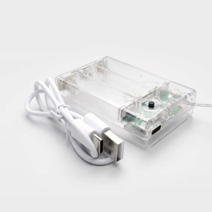 BRILAGI - Cortina de Natal LED 77xLED/3xAA/USB 1,8m branco quente