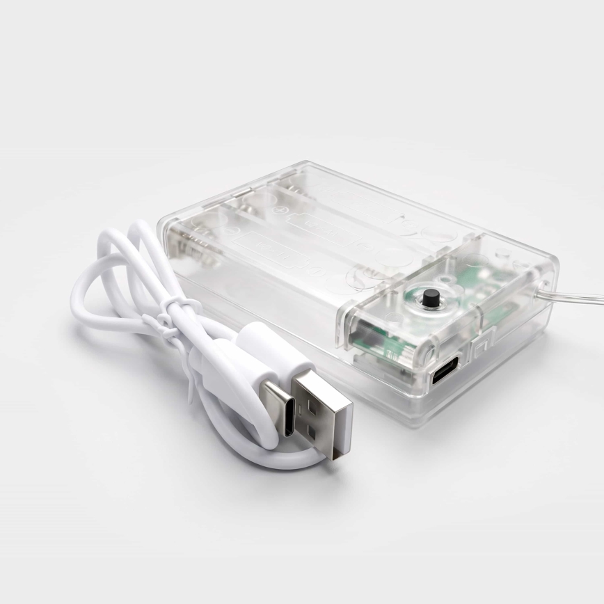 BRILAGI - Cortina de Natal LED 77xLED/3xAA/USB 1,8m branco quente