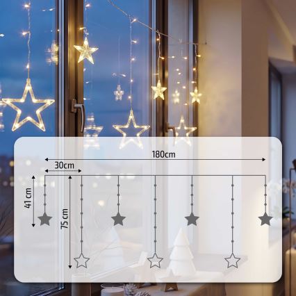 BRILAGI - Cortina de Natal LED 77xLED/3xAA/USB 1,8m branco quente