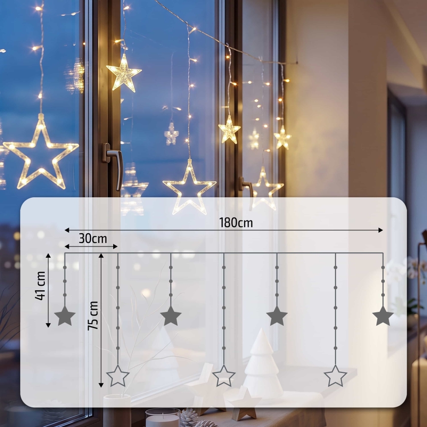 BRILAGI - Cortina de Natal LED 77xLED/3xAA/USB 1,8m branco quente