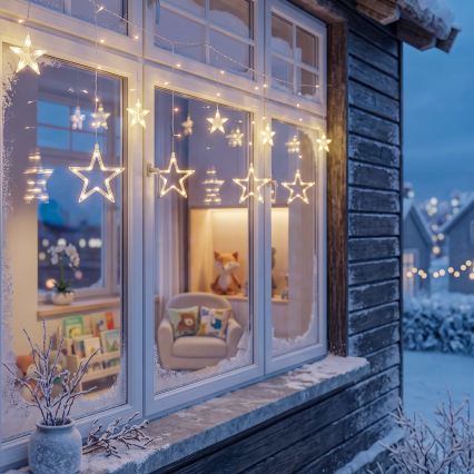 BRILAGI - Cortina exterior de Natal LED 123xLED/3xAA/USB 3m IP44 branco quente