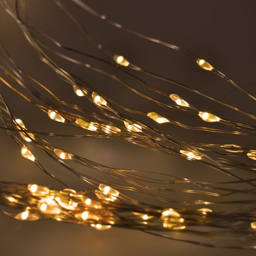 BRILAGI - Cortina LED de Natal 300 LEDs/8 funções/3×AA/USB 1,2 m branco quente