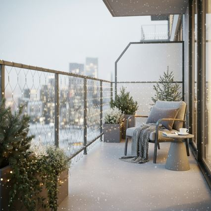 Brilagi - Cortina LED de Natal para exterior, 160 LEDs, 7x2 m, IP44, branco quente