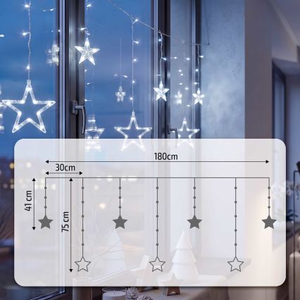 BRILAGI - Cortina de Natal LED 77xLED/3xAA/USB 1,8m branco frio
