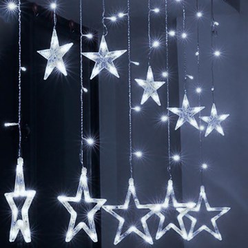 Brilagi - Cortina LED para exterior 123xLED/3xAA/USB 3m IP44 branco frio