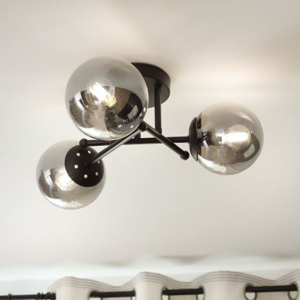 Brilagi - Cúpula de vidro de substituição para lustre e candeeiro MALIVA E14, diâmetro 13 cm, fumê