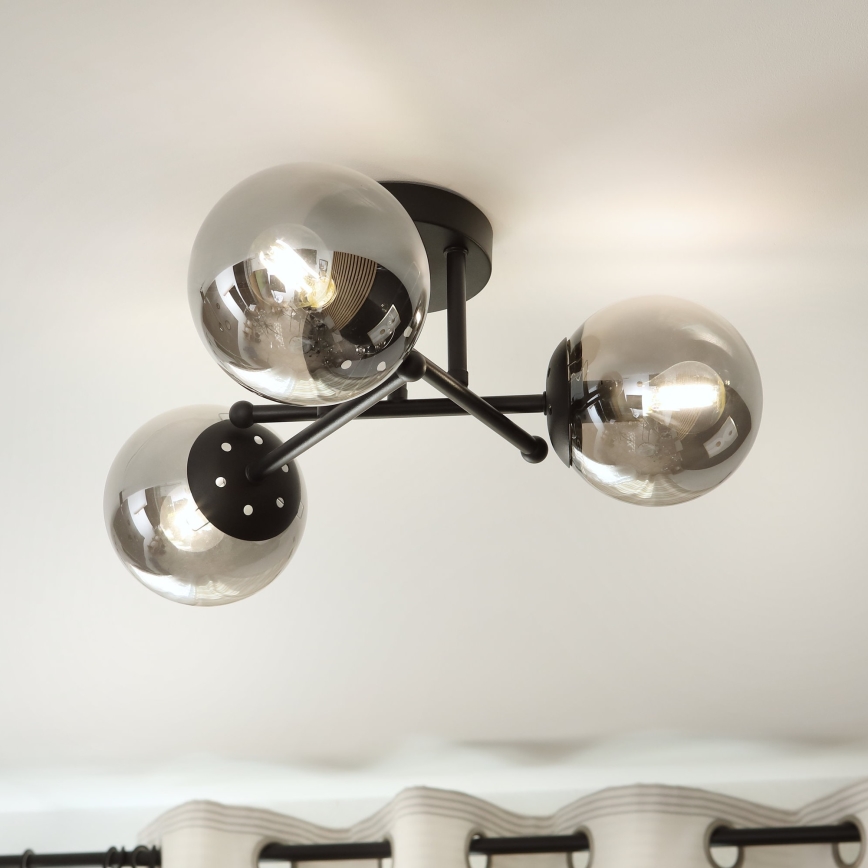 Brilagi - Cúpula de vidro de substituição para lustre e candeeiro MALIVA E14, diâmetro 13 cm, fumê