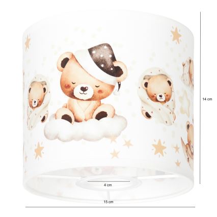 Brilagi - Cúpula universal BOBO para E27, diâmetro 15 cm, branca com estampa de ursinhos