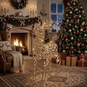 BRILAGI - Decoração de Natal LED/3xAA 42 cm rena branco quente/dourado
