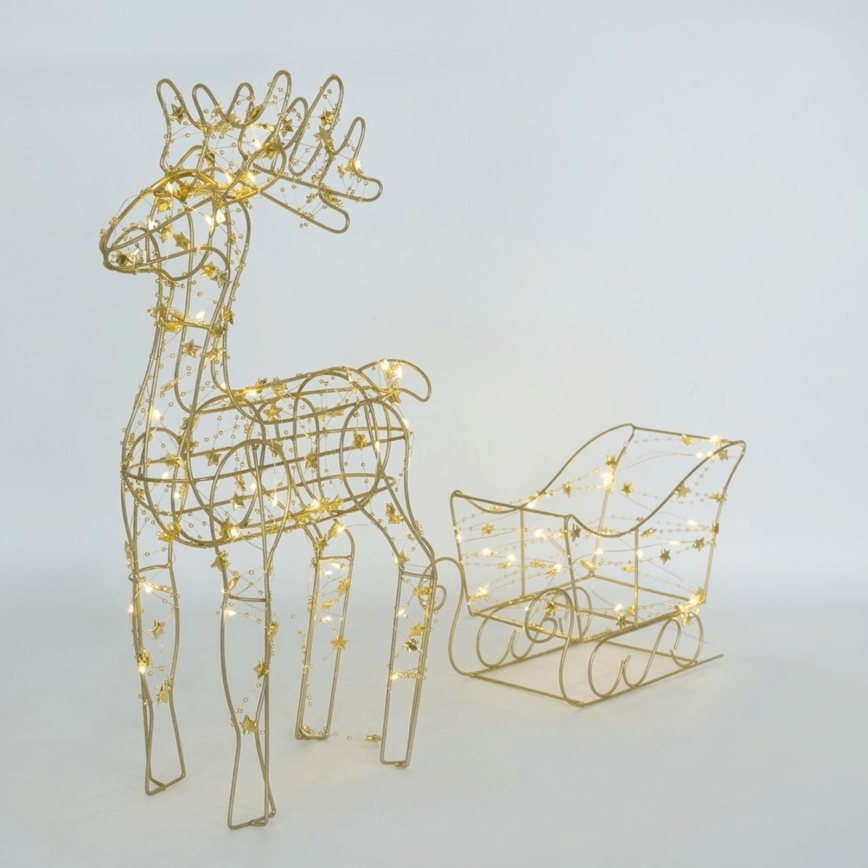 BRILAGI - Decoração de Natal LED LED/3xAA 46 cm rena com trenó branco quente