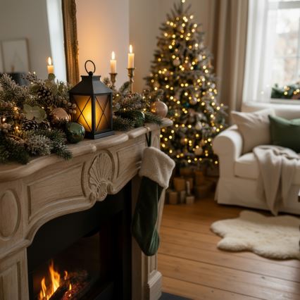 Brilagi - Decoração de Natal LED, lanterna LED/2xAA