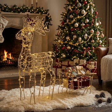 BRILAGI - Decoração de Natal LED LED/3xAA 46 cm rena com trenó branco quente