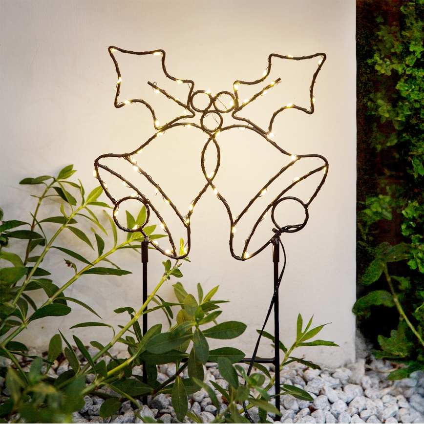 Brilagi - Decoração de Natal LED para exterior, LED, alimentação 3xAA, IP44, 55 x 32 cm, com sininhos decorativos