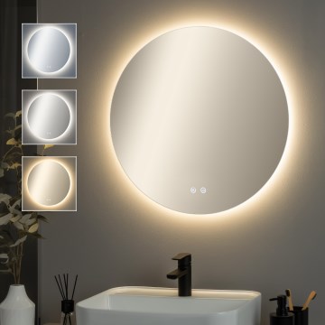 Brilagi - Espelho de casa de banho LED regulável e aquecido com retroiluminação DEMI PRO LED/20W/230V Ø 60 cm 3000/4000/6500K IP44 CRI 90