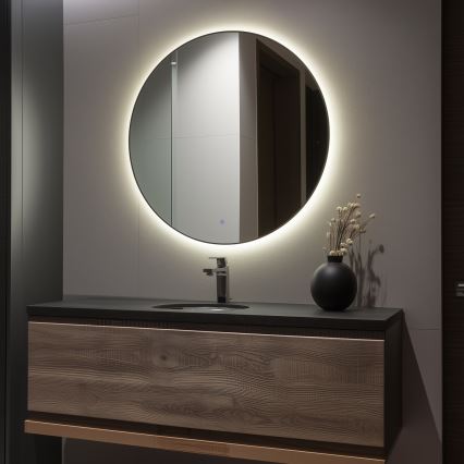 Brilagi - Espelho de casa de banho LED VENA BLACK LED/32W/230V Ø 100 cm IP44 CRI 90 dimerizável + CCT