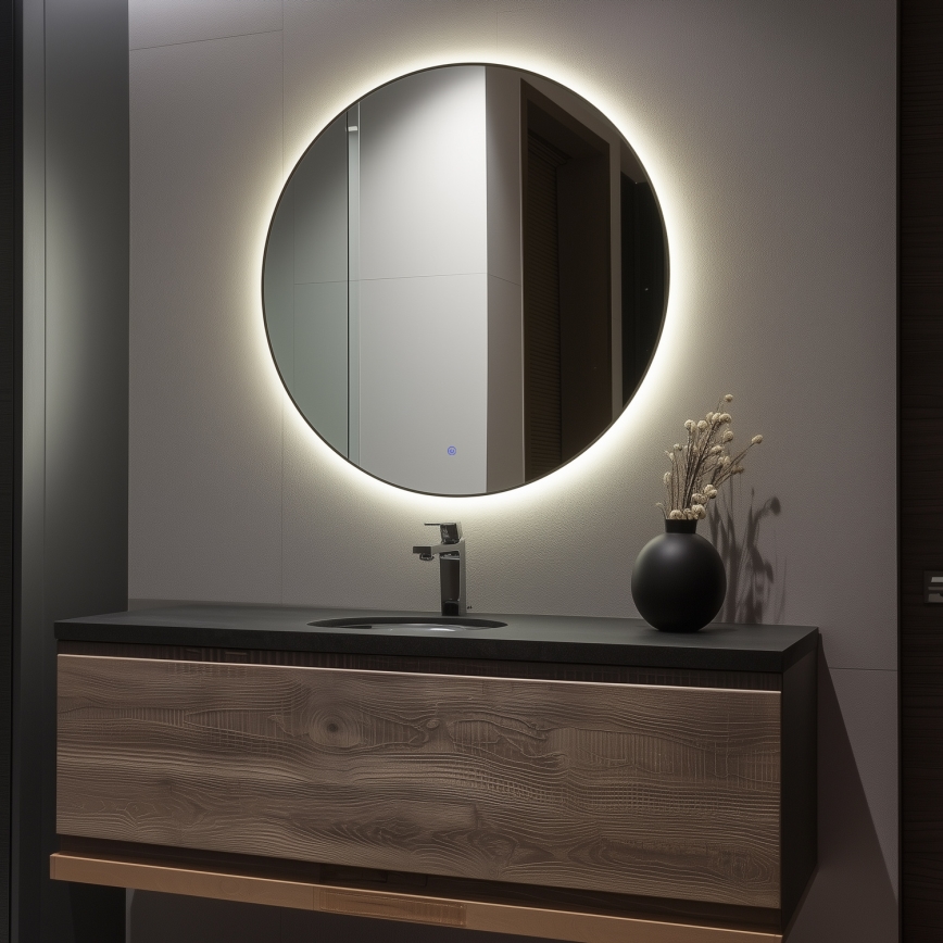 Brilagi - Espelho de casa de banho LED VENA BLACK LED/32W/230V Ø 100 cm IP44 CRI 90 dimerizável + CCT
