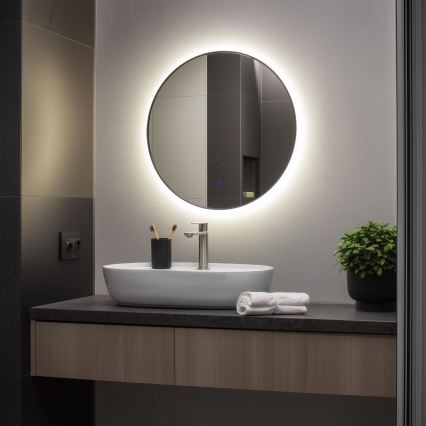 Brilagi - Espelho de casa de banho LED VENA BLACK LED/19W/230V Ø 60 cm IP44 CRI 90 dimerizável + CCT