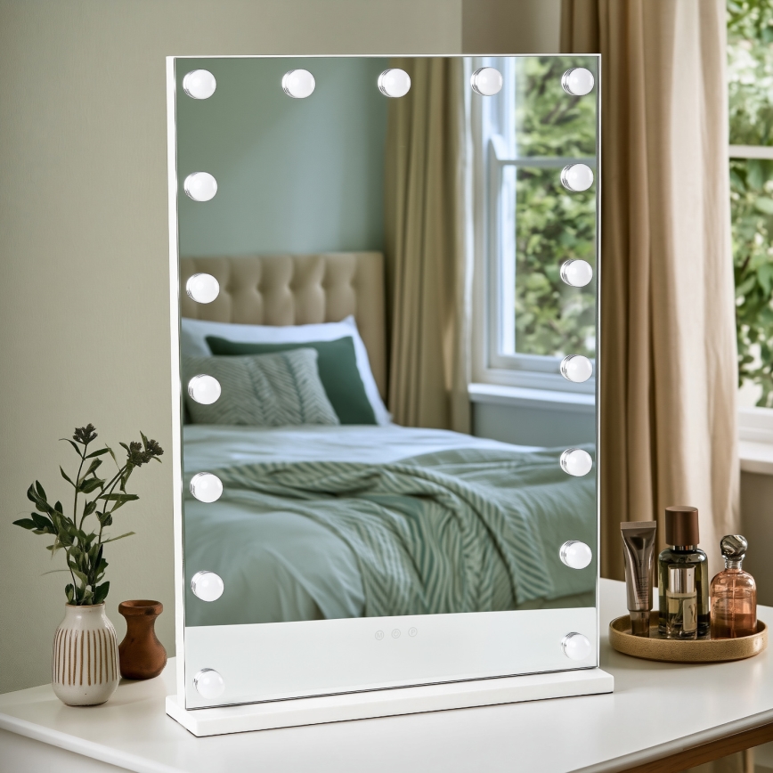 BRILAGI - LED Espelho de maquilhagem dimerizável HOLLYWOOD LED/15W/230V CCT + 2x USB 55x77 cm branco