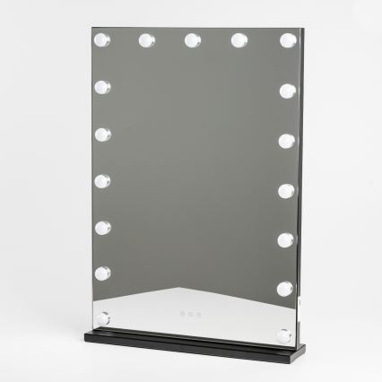 BRILAGI - Espelho de maquilhagem LED regulável HOLLYWOOD LED/15W/230V CCT + 2x USB 55x77 cm preto