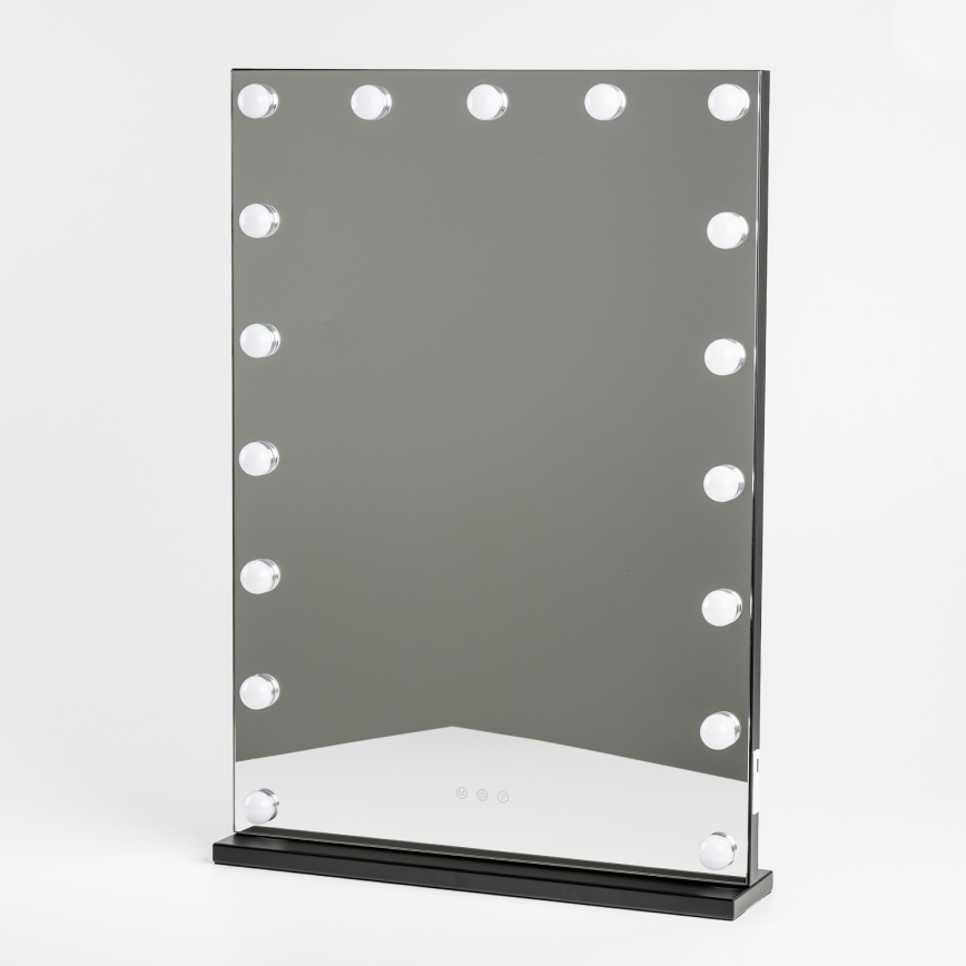 BRILAGI - Espelho de maquilhagem LED regulável HOLLYWOOD LED/15W/230V CCT + 2x USB 55x77 cm preto