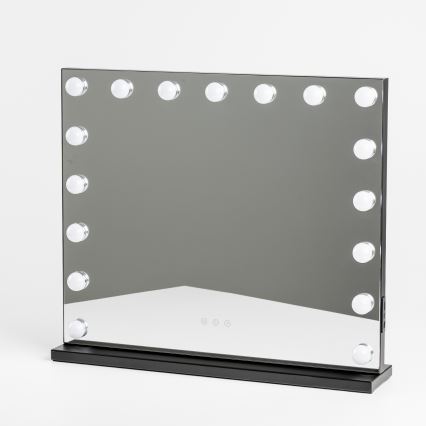 BRILAGI - Espelho de maquilhagem LED dimerizável HOLLYWOOD LED/15W/230V CCT + 2x USB 60x50 cm preto