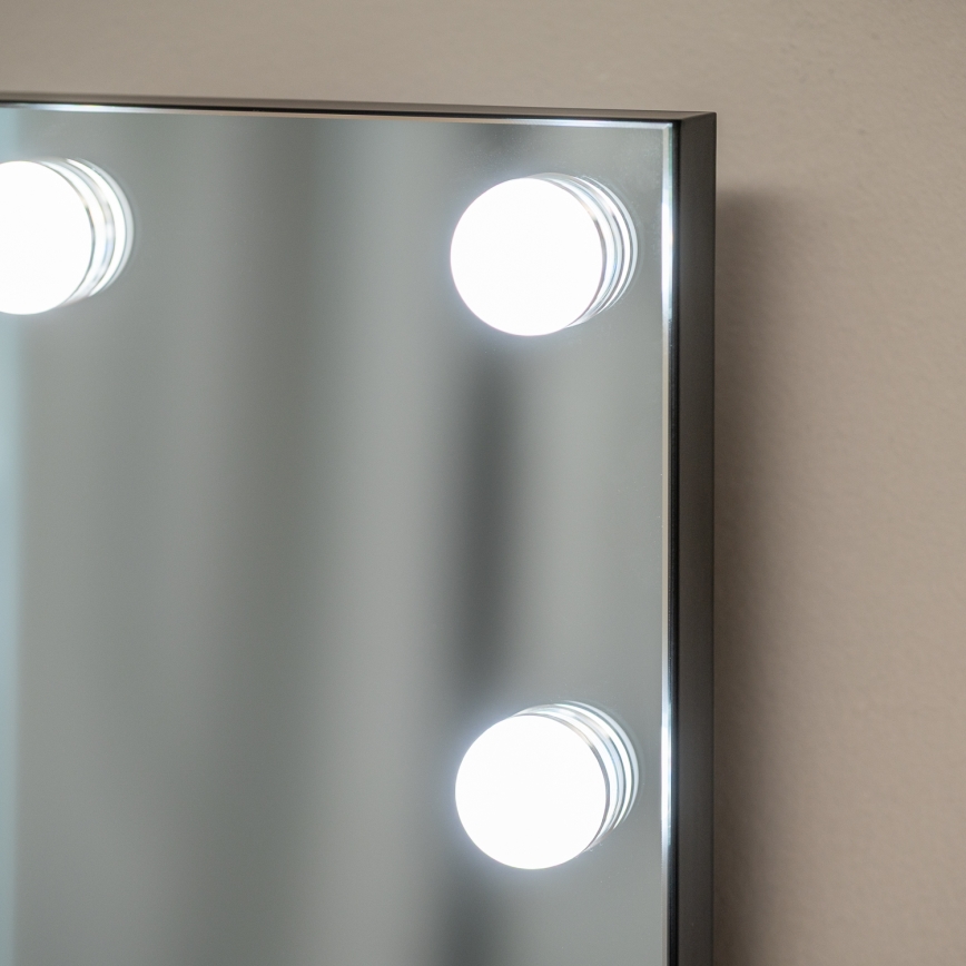 BRILAGI - Espelho de maquilhagem LED dimerizável HOLLYWOOD LED/15W/230V CCT + 2x USB 60x50 cm preto