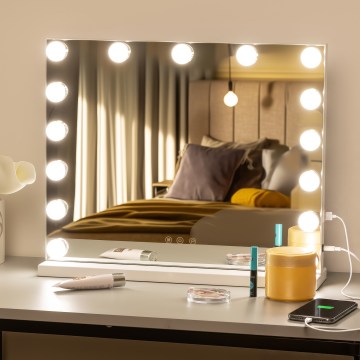 BRILAGI - Espelho de maquilhagem LED regulável HOLLYWOOD LED/15W/230V CCT + USB branco