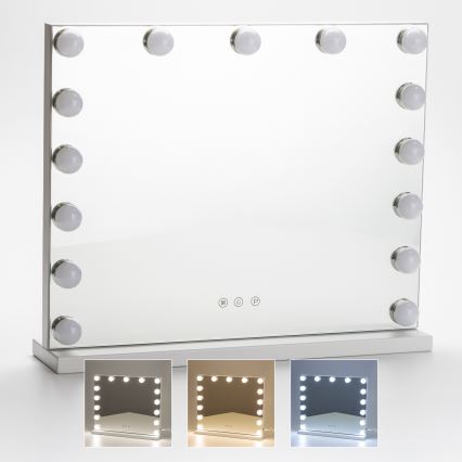BRILAGI - Espelho de maquilhagem LED regulável HOLLYWOOD LED/15W/230V CCT + USB branco