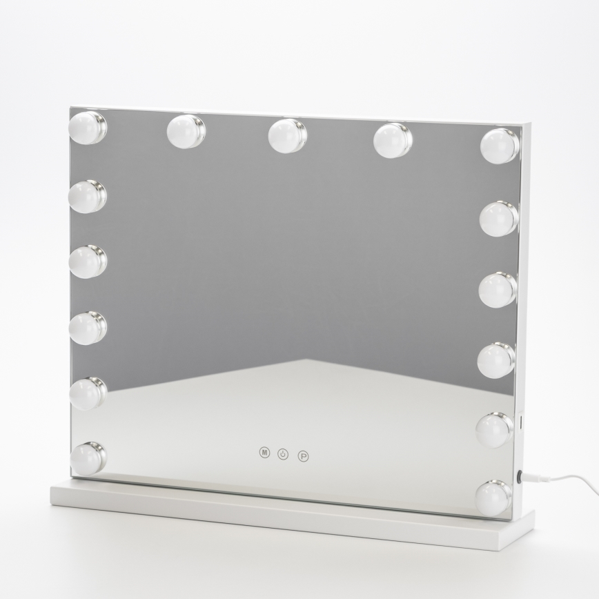 BRILAGI - Espelho de maquilhagem LED regulável HOLLYWOOD LED/15W/230V CCT + USB branco