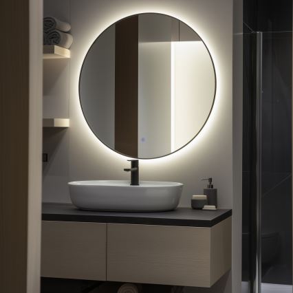 BRILAGI - Espelho LED para casa de banho VENA BLACK LED/26W/230V Ø 80 cm IP44 CRI 90 dimerizável + CCT