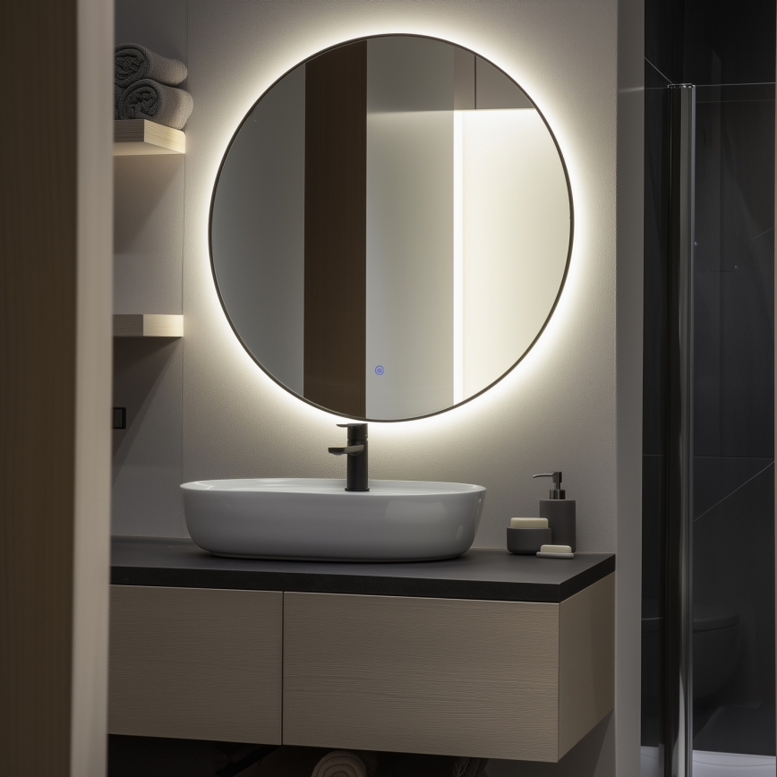 BRILAGI - Espelho LED para casa de banho VENA BLACK LED/26W/230V Ø 80 cm IP44 CRI 90 dimerizável + CCT