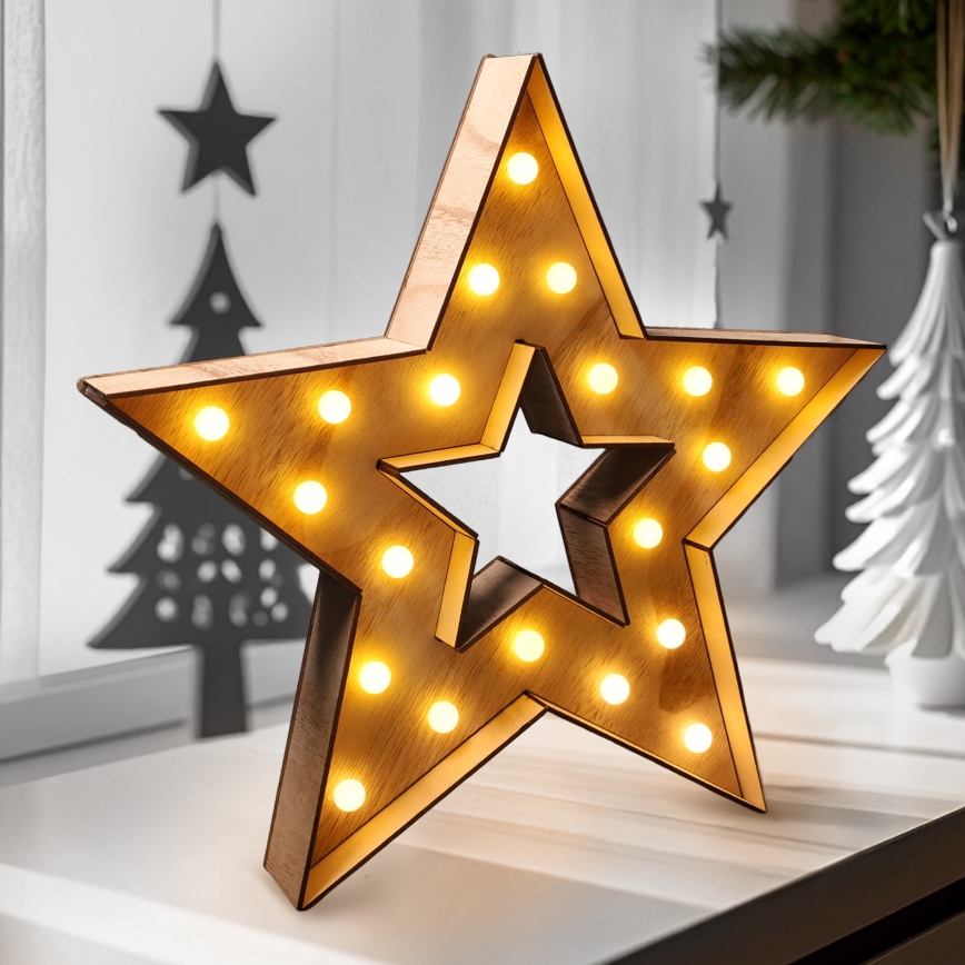 Brilagi - Estrela LED para decoração de Natal, 38 x 40 cm, alimentada por 2 pilhas AA