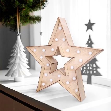 Brilagi - Estrela LED para decoração de Natal, 38 x 40 cm, alimentada por 2 pilhas AA