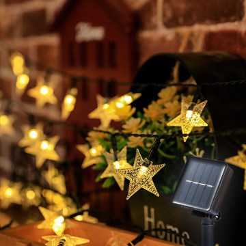 Brilagi - Fio decorativo solar LED ESTRELAS 50xLED/8 funções 7m IP65 branco quente 600 mAh