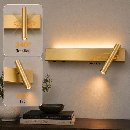 BRILAGI - Foco de parede LED ARLIX LED/3W/230V + LED/7W dourado IRC 90