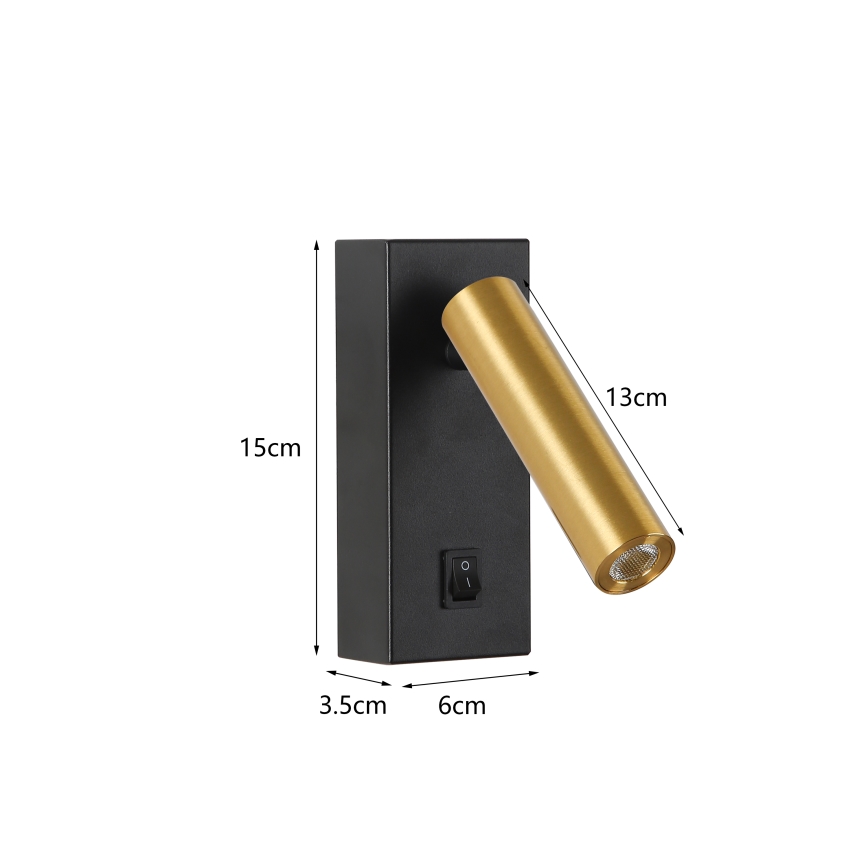 Brilagi - Foco de parede LED MAYA LED/3W/230V 4000K preto/dourado