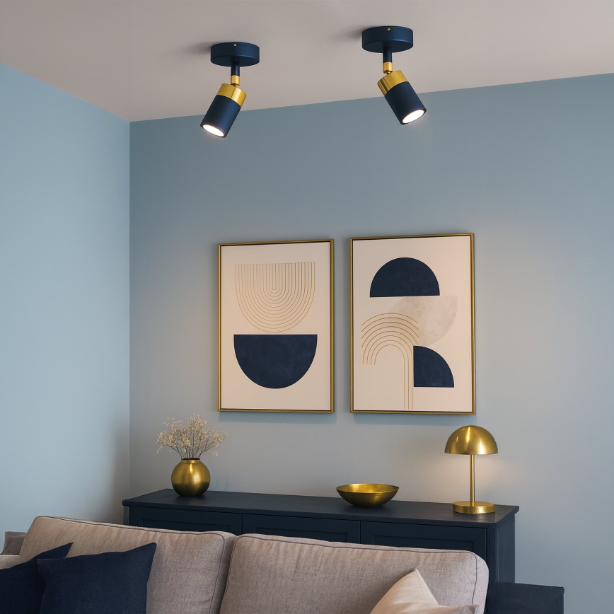 Brilagi - Foco de parede POKER 1xGU10/25W/230V azul/dourado