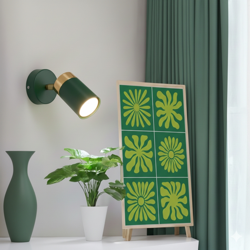 Brilagi - Foco de parede POKER 1xGU10/25W/230V verde/dourado