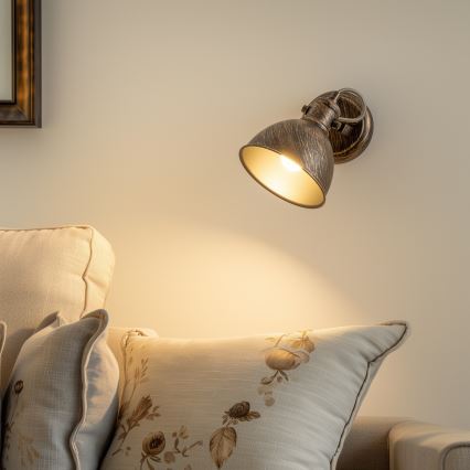 Brilagi - Foco de parede TECHNO 1xE27/60W/230V bronze/pátina