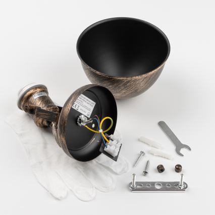 Brilagi - Foco de parede TECHNO 1xE27/60W/230V bronze/pátina