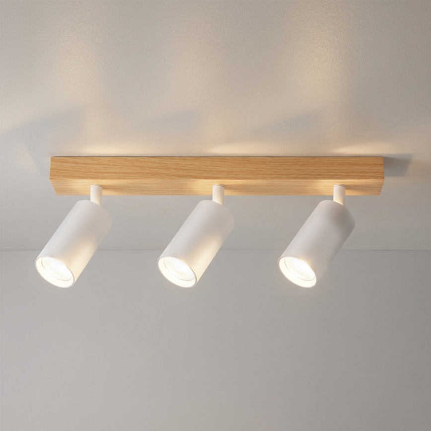 Brilagi - Foco de teto SELE 3xGU10/30W/230V branco/efeito carvalho