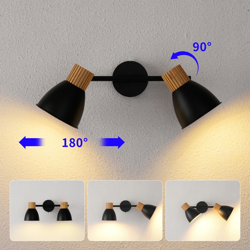 Brilagi - Foco Direcionável ODENSE 2xE14/10W/230V madeira/preto