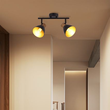 Brilagi - Foco Direcionável ODENSE 2xE14/10W/230V madeira/preto