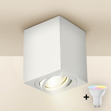 Brilagi - Foco LED RGBW dimerizável MIA 1xGU10/4,8W/230V 3000K 100x80 mm branco + comando remoto