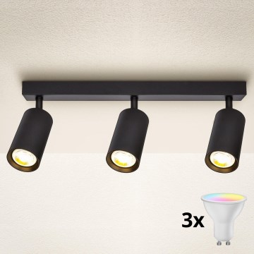 Brilagi - Foco LED RGBW dimerizável SELE 3xGU10/4,8W/230V 3000K preto + comando remoto