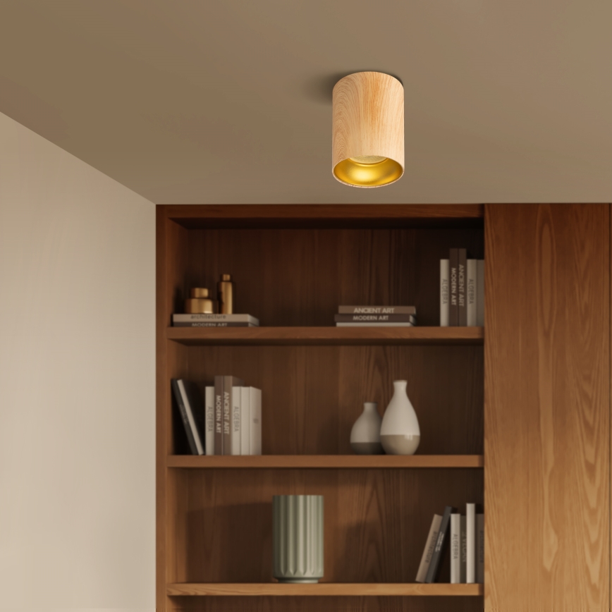 Brilagi - Spot LED RGBW regulável TRINE 1xGU10/4,8W/230V 3000K acabamento em carvalho + controlo remoto