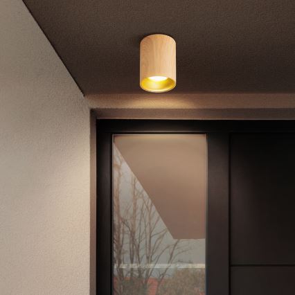 Brilagi - Spot LED RGBW regulável TRINE 1xGU10/6W/230V 3000K acabamento em carvalho + controlo remoto