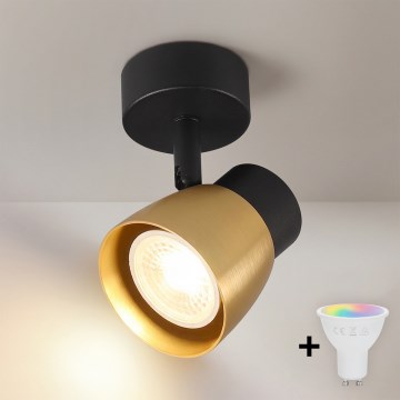Brilagi - Foco LED RGBW regulável NUGGET 1xGU10/6W/230V preto/dourado