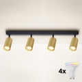 BRILAGI - Foco LED RGBW regulável SELE GOLDEN 4xGU10/4,8W/230V 3000K preto/dourado + controlo remoto