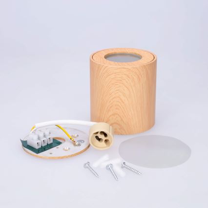 BRILAGI - Foco para casa de banho MIA 1xGU10/30W/230V 84x80 mm decoração em carvalho IP44